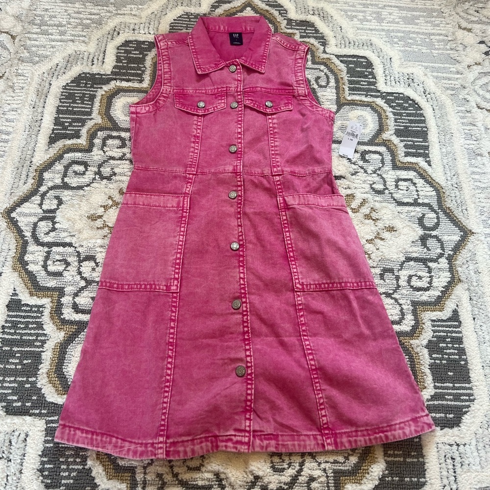 With tags Pink denim dress for little girls. Brand new